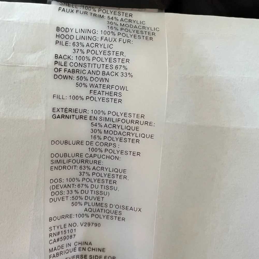 NWT Vince Camuto Quilted Down Fill Bomber Coat with Faux Fur Navy Black XL Women - Picture 16 of 16